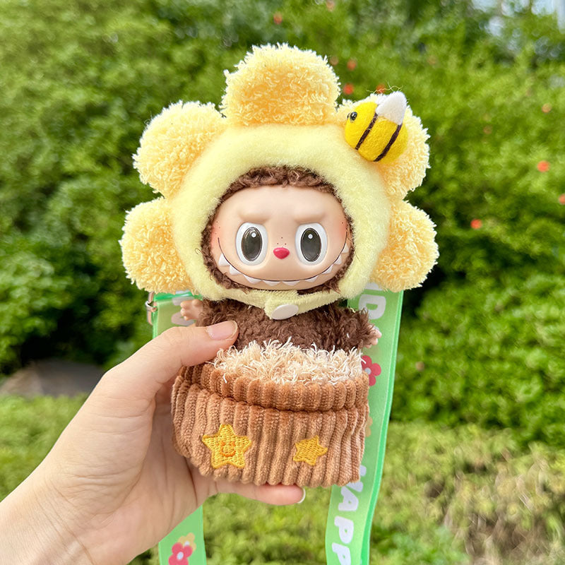 Clothes only] Baby clothes 17cm pendant blind box Labubu clothes Labubu doll for sun flower baby clothes bag