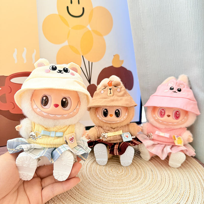 Clothes only] First and second generation Labubu clothes pendant Labubu sitting baby clothes sweetheart school flower skirt set cute