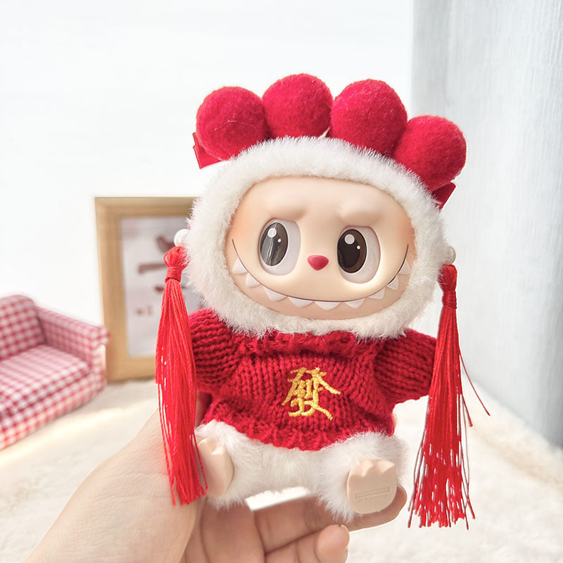 [Clothes only] First and second generation keychain Labubu clothes pendant Labubu New Year's baby clothes bottle overalls pants