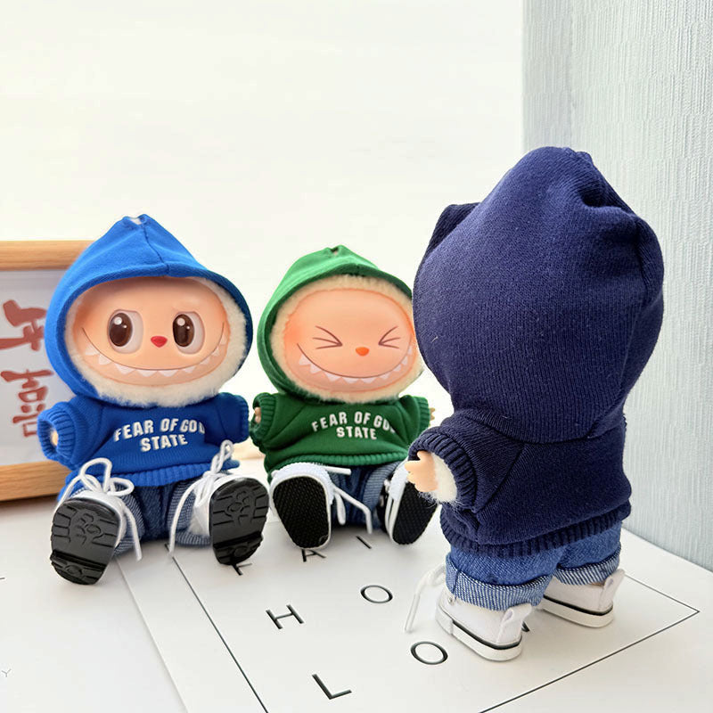 [Clothes only] First and second generation keychain Labubu clothes pendant Labubu baby clothes three-color hooded sweater set