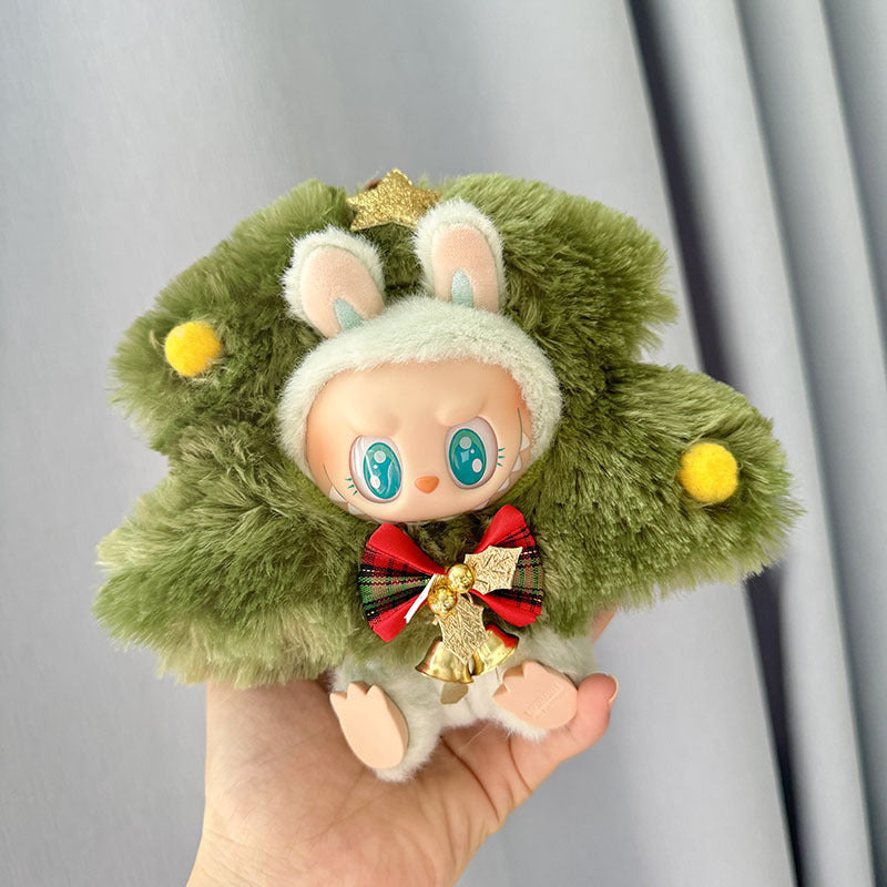 Clothes only] One, two and three generations Labubu clothes pendant Labubu sitting party baby clothes Christmas tree apple hood
