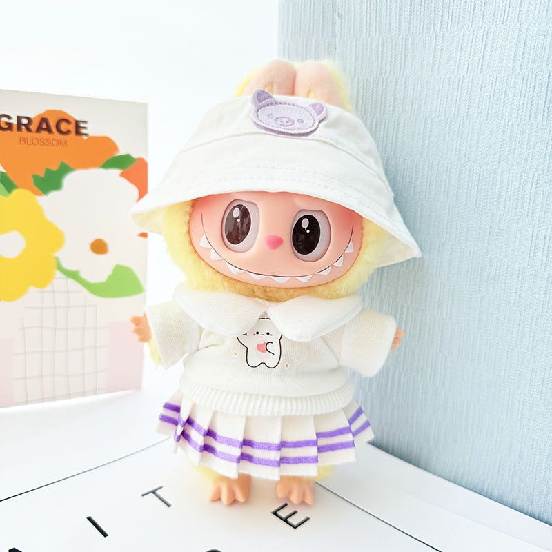 [Clothes only] 17cm Labubuva clothes LABUBU blind box sitting party first, second and third generation rainbow T suit.