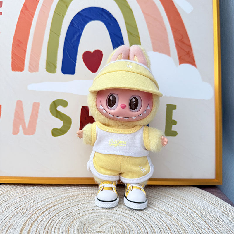 The first, second and third generation Labubu clothes pendant Labubu sitting party baby clothes peaked cap LA sports suit trend