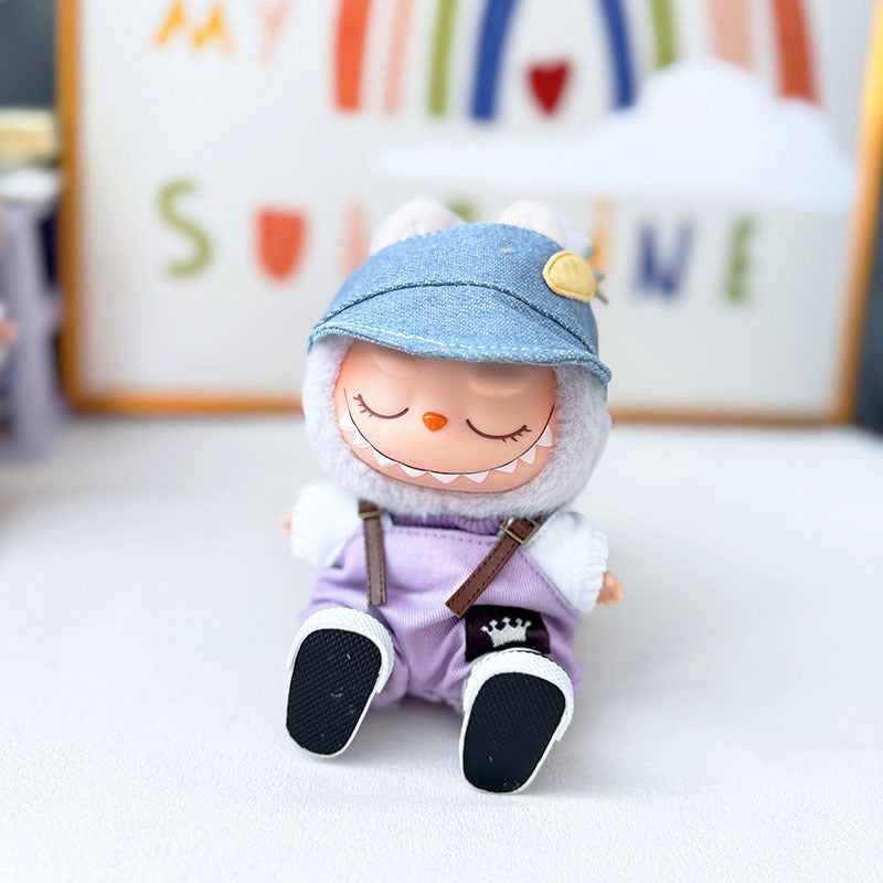 Clothes only] First and second generation Labubu clothes pendant Labubu sitting baby clothes crown belt overalls set