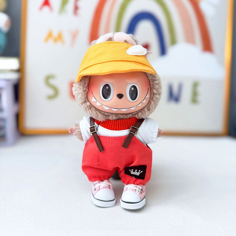 Clothes only] First and second generation Labubu clothes pendant Labubu sitting baby clothes crown belt overalls set