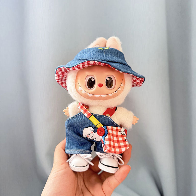 [Clothes only] One, two and three generations of keychains Labubu clothes pendant Labubu baby clothes denim cute dog overalls cute