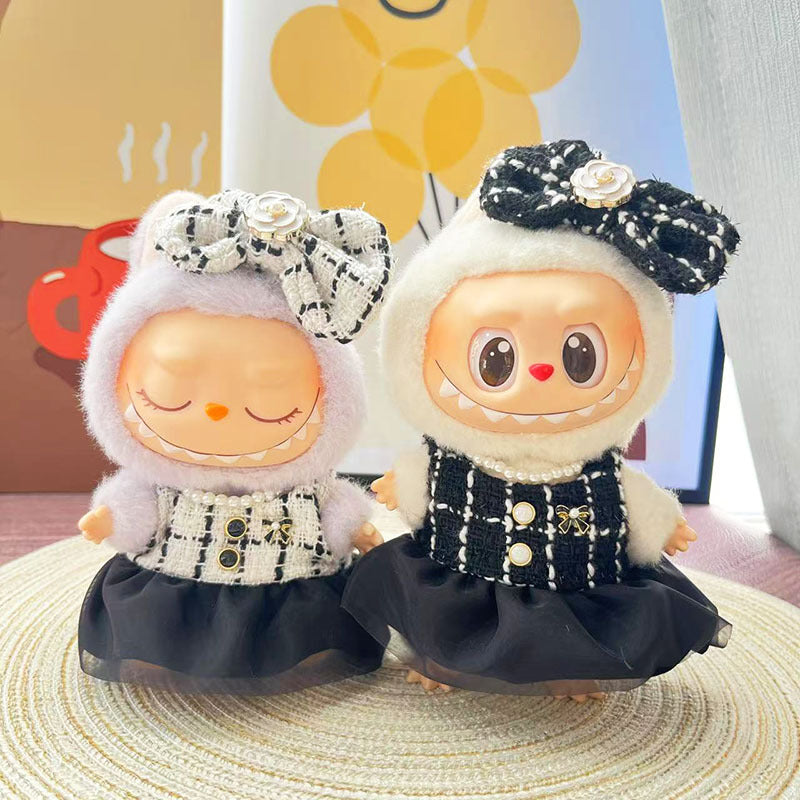 [Clothes only] First and second generation keychain Labubu clothes pendant Labubu pearl style small fragrant skirt women