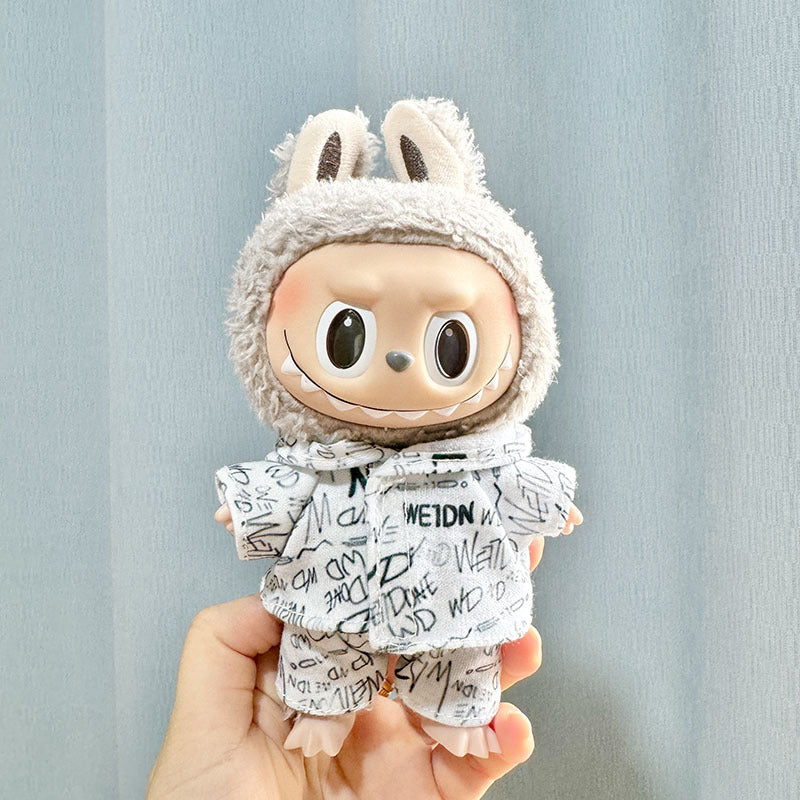 [Clothes only] 17cm Rab cloth with pendant labubu keychain baby clothes men fried street sweater trendy brand