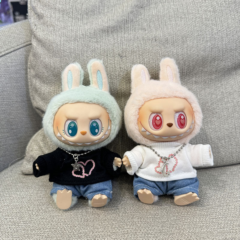 [Clothes only] First and second generation keychain Labubu clothes pendant Labubu cloth for heart-to-heart sweater set