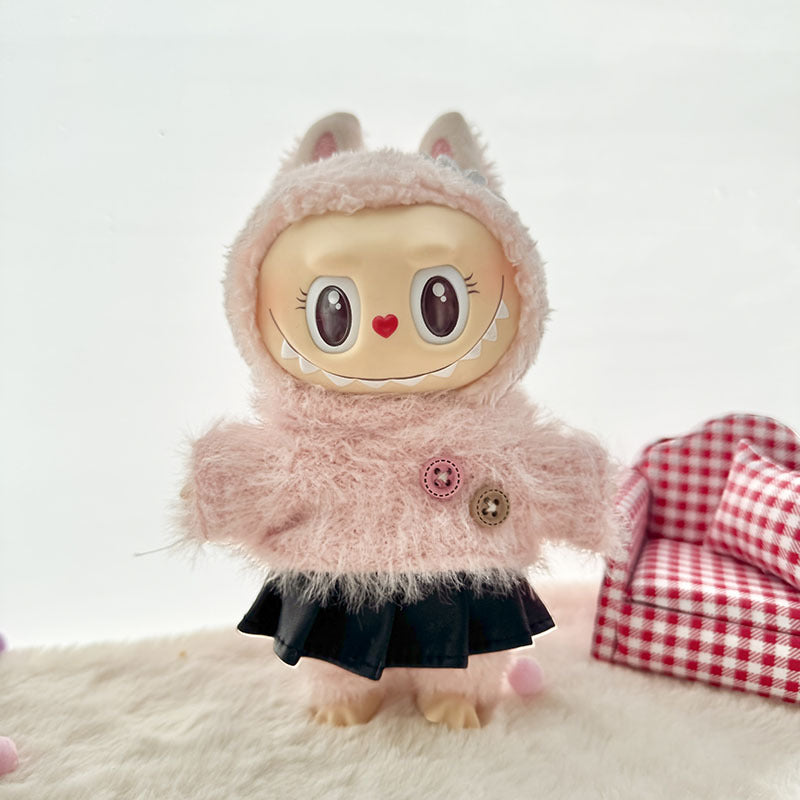 [Clothes only] First and second generation keychain Labubu clothes pendant Labubu baby clothes buttons wool sweater set cute