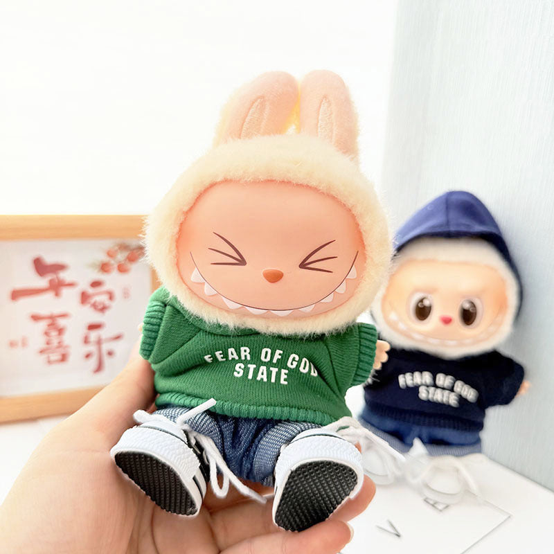 [Clothes only] First and second generation keychain Labubu clothes pendant Labubu baby clothes three-color hooded sweater set