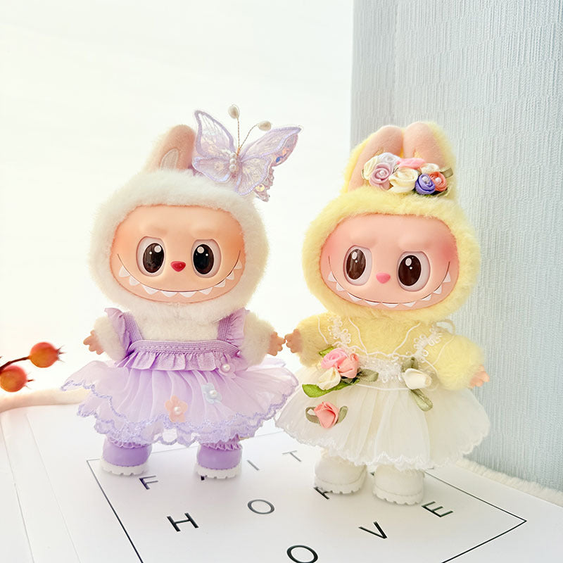 [Clothes only] First and second generation keychain Labubu clothes pendant Labubu baby clothes butterfly flower fairy gauze skirt