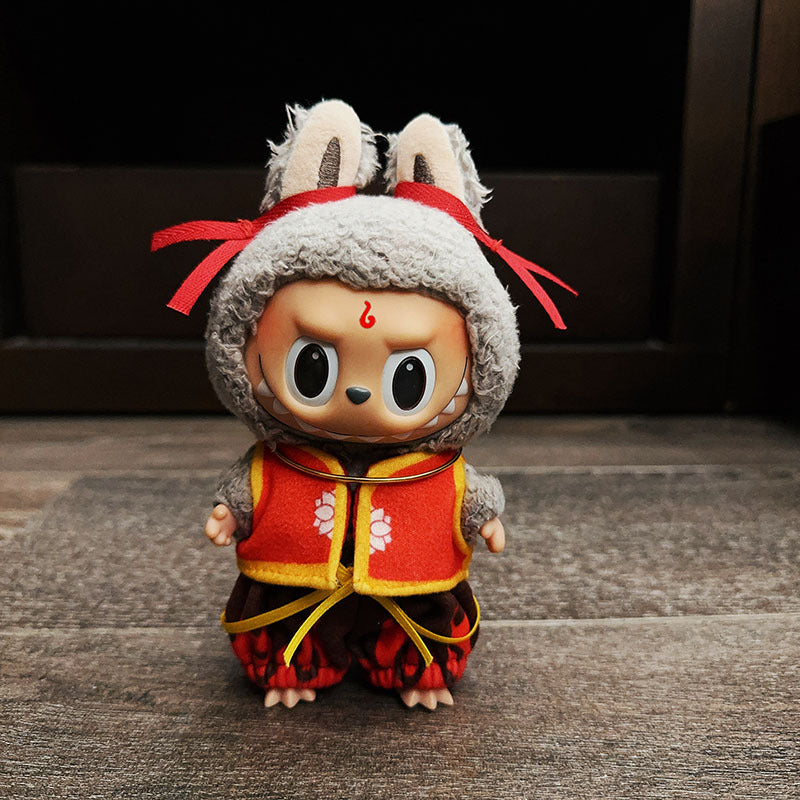 [Clothes only] 17cm blind box Macaron Labubu baby pajamas feeding bottle Labubu pendant for cute