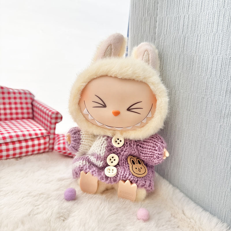 [Clothes only] First and second generation Labubu clothes pendant Labubu sitting party baby clothes wooden button sweater camera clothes