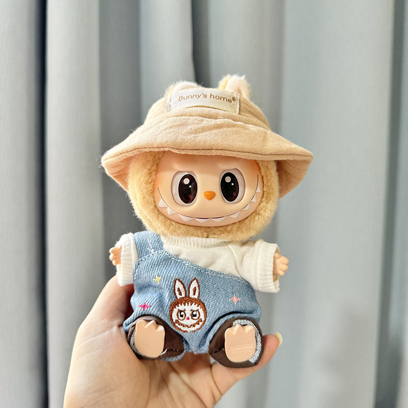 [Clothes only] Second-generation keychain Labubu clothes pendant Labubu sit party cloth head denim strap