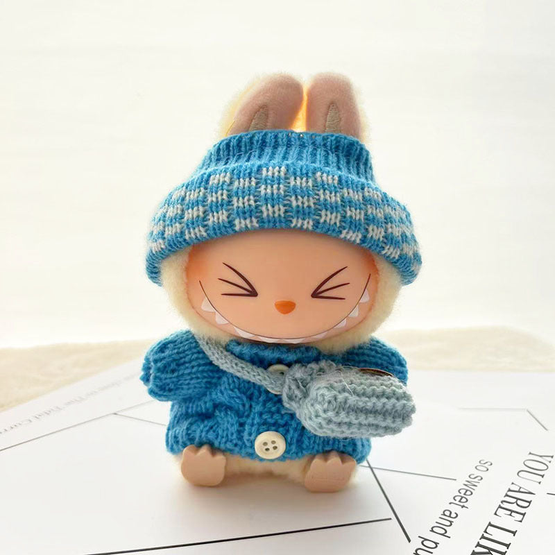 [Clothes only] One, two and three generations of keychains Labubu clothes pendant Labubu baby clothes knitted sweater hat set