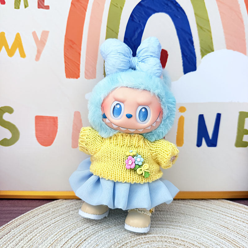 [Clothes only] One, two and three generations Labubu clothes pendant Labubu sitting baby clothes sweater jelly gauze skirt set