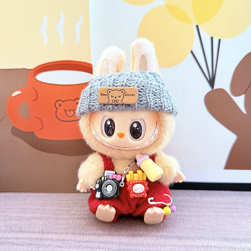[Clothes only] One, two and three generations Labubu clothes pendant Labubu sitting baby clothes bottle overalls set cute