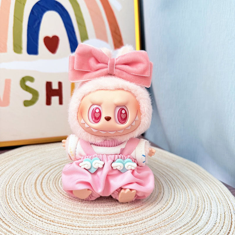 The first, second and third generation Labubu clothes pendant, Labubu sitting baby clothes powder, letter cloud powder, strap set is cute.