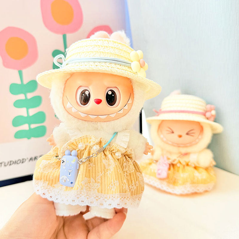 [Clothes only] First and second generation keychain Labubu clothes pendant Labubu baby clothes pastoral flower skirt cute