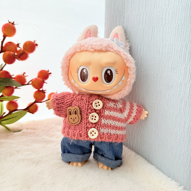 [Clothes only] First and second generation keychain Labubu clothes pendant Rab cloth button sweater jeans set cute