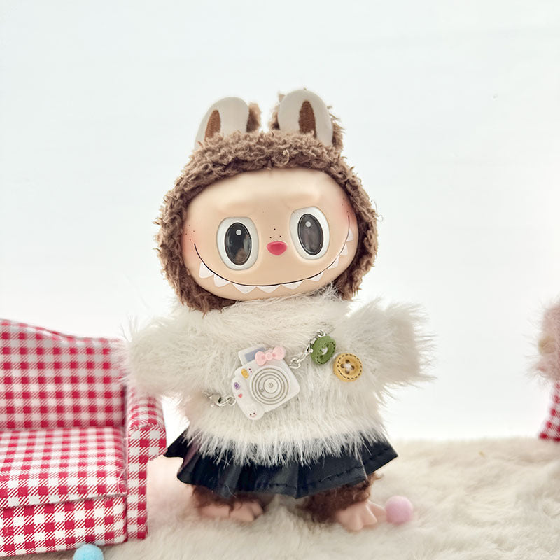 [Clothes only] First and second generation keychain Labubu clothes pendant Labubu baby clothes buttons wool sweater set cute
