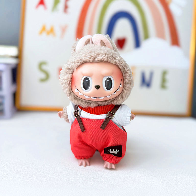 Clothes only] First and second generation Labubu clothes pendant Labubu sitting baby clothes crown belt overalls set