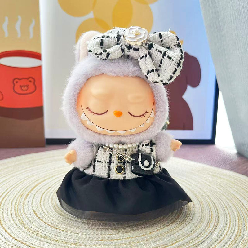 [Clothes only] First and second generation keychain Labubu clothes pendant Labubu pearl style small fragrant skirt women