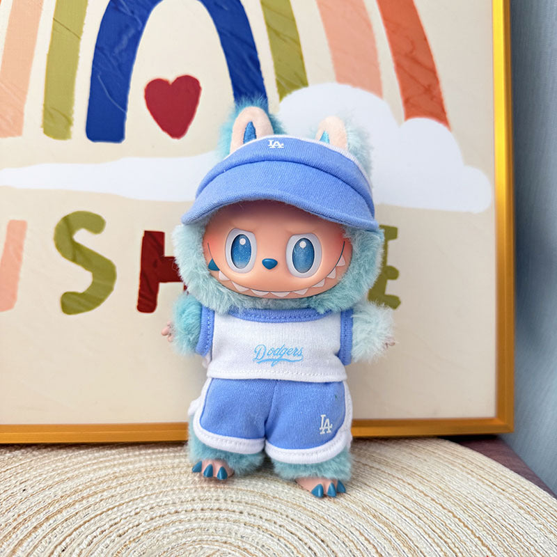 The first, second and third generation Labubu clothes pendant Labubu sitting party baby clothes peaked cap LA sports suit trend