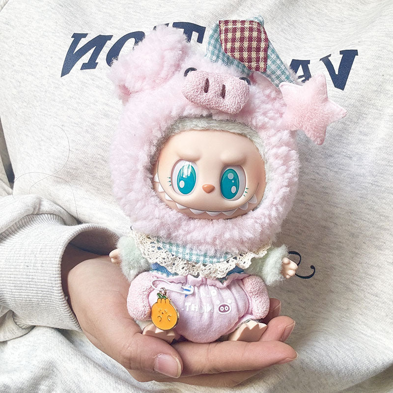 [Clothes only] First and second generation keychain Labubu clothes pendant Labubu cloth for the star pig three-piece set is cute.