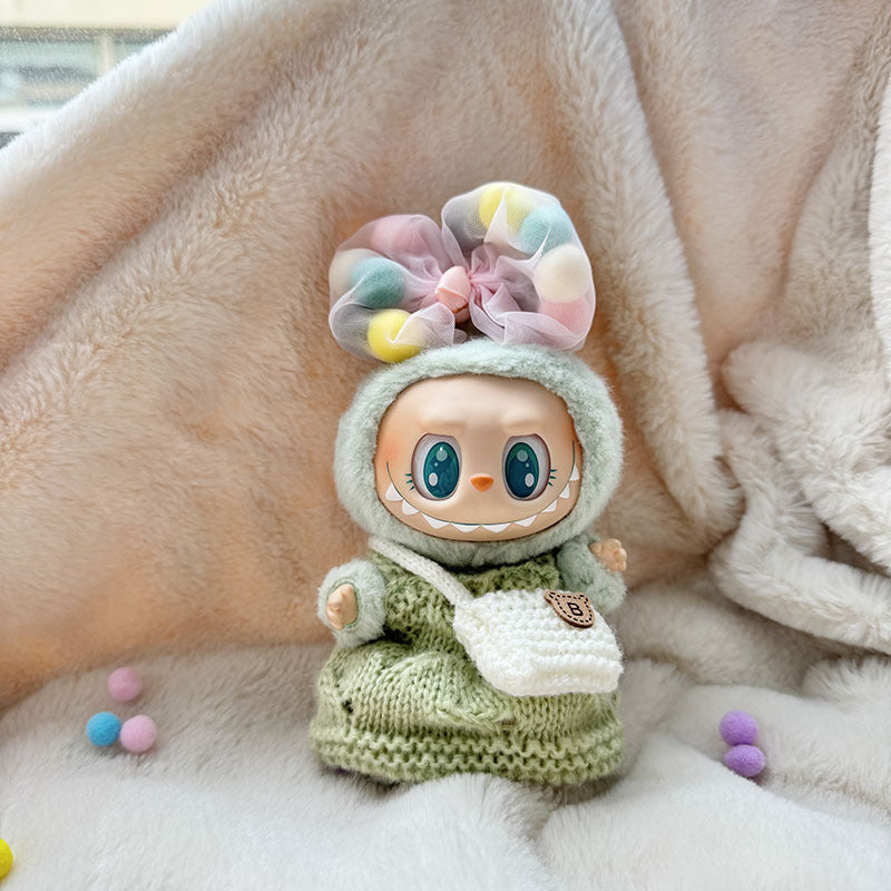 [Clothes only] First and second generation keychain Labubu clothes pendant Labubu sitting party knitted strap skirt