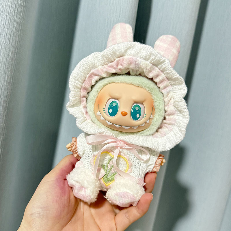 [Clothes only] First and second generation Labubu clothes pendant Labubu sitting party knitted rabbit ear hooded climbing clothes cute