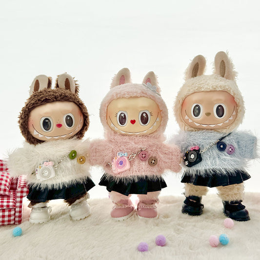 [Clothes only] First and second generation keychain Labubu clothes pendant Labubu baby clothes buttons wool sweater set cute