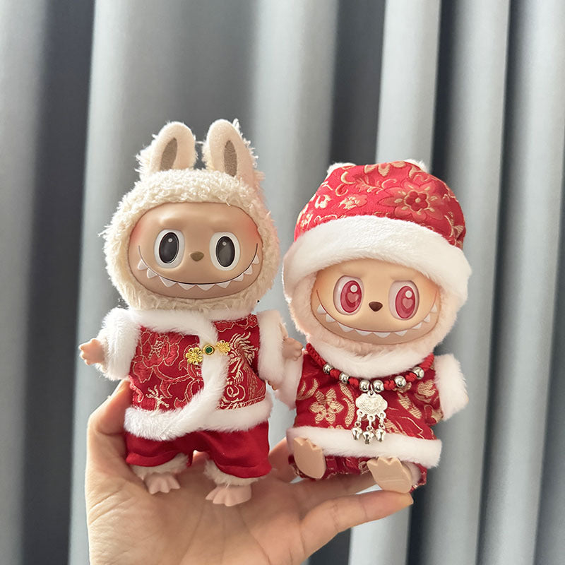 [Clothes only] First and second generation keychain Labubu clothes pendant Labubu sitting party New Year's Tang suit