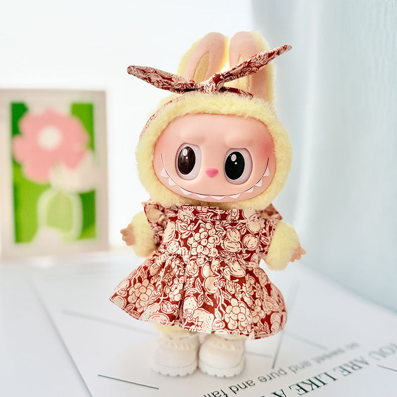 [Clothes only] First and second generation keychain Labubu clothes pendant Labubu baby clothes children's fun flower and fruit skirt set