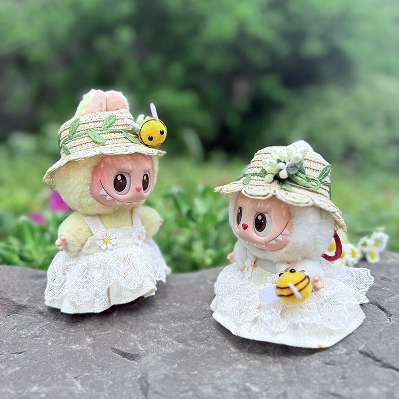 [Clothes only] First and second generation keychain Labubu clothes pendant Labubu baby clothes, daisy blooming straw hat set.