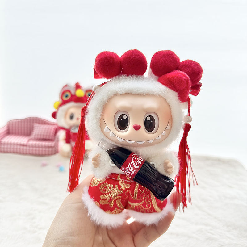 [Clothes only] First and second generation keychain Labubu clothes pendant Labubu Coke Happy Factor New Year set