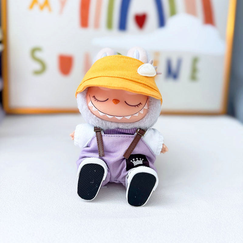 Clothes only] First and second generation Labubu clothes pendant Labubu sitting baby clothes crown belt overalls set