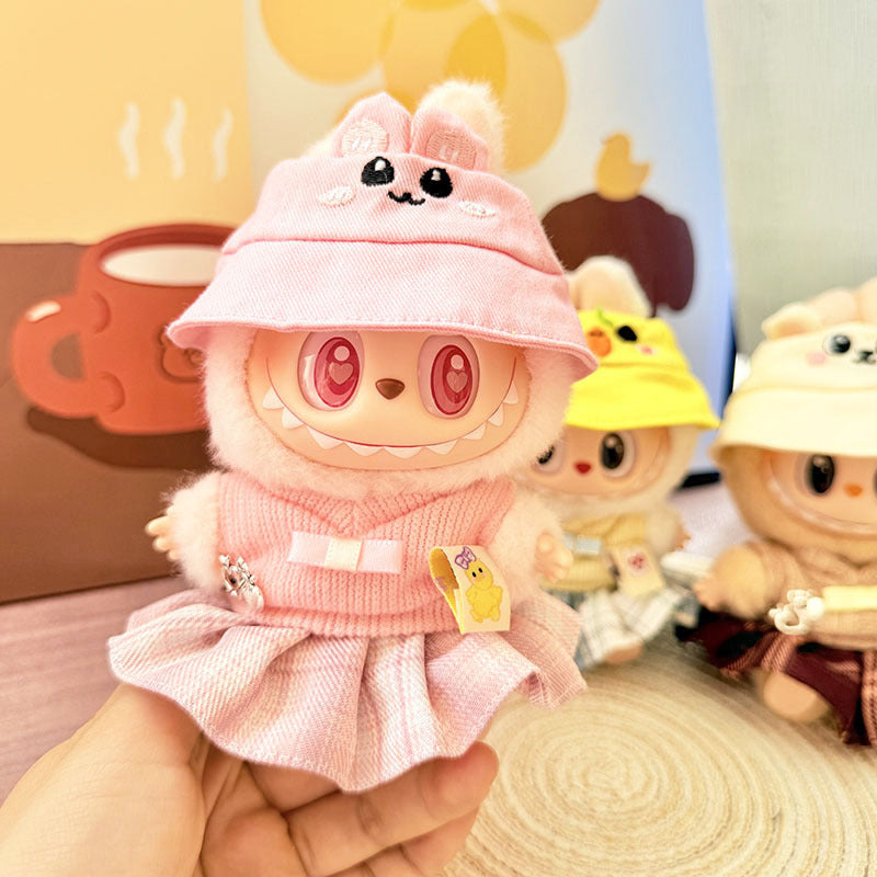 Clothes only] First and second generation Labubu clothes pendant Labubu sitting baby clothes sweetheart school flower skirt set cute