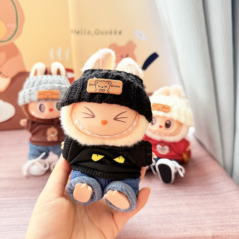 [Clothes only] First and second generation keychain Labubu clothes pendant Labubu baby clothes casual two-piece T-shirt set