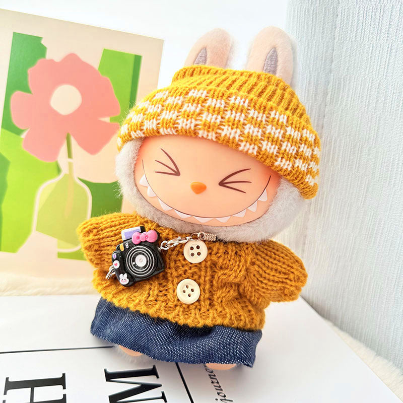 [Clothes only] One, two and three generations of keychains Labubu clothes pendant Labubu baby clothes knitted sweater hat set