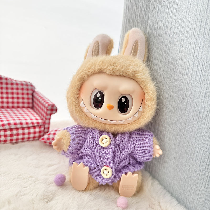 [Clothes only] First and second generation Labubu clothes pendant Labubu sitting party baby clothes wooden button sweater camera clothes