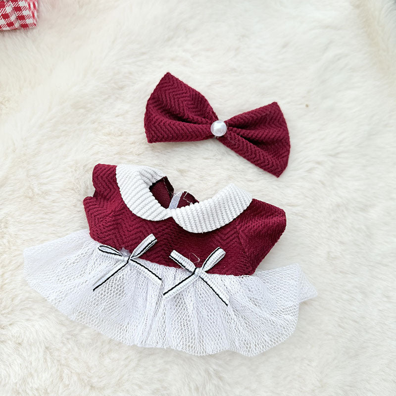 [Clothes only] First and second generation keychain Labubu clothes pendant Labubu cloth pendant burgundy white yarn dress cute