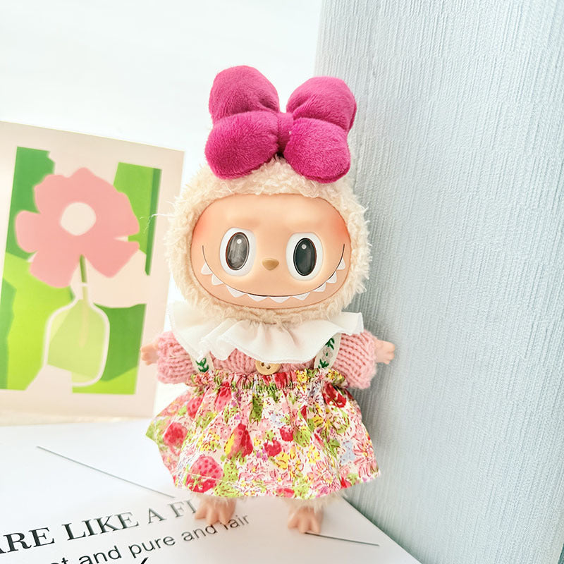 [Clothes only] First and second generation keychain Labubu clothes pendant Labubu baby clothes pink and blue flower sweater
