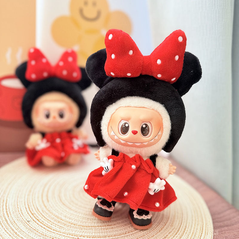 [Clothes only] One, two and three generations Labubu clothes pendant Labubu sitting baby clothes plaid fragrant wind strap skirt