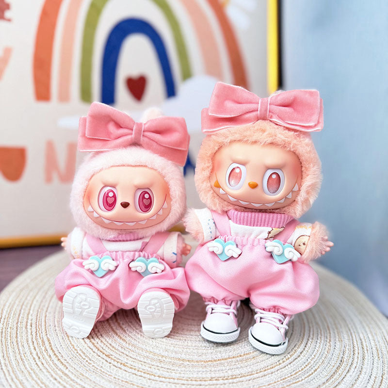 The first, second and third generation Labubu clothes pendant, Labubu sitting baby clothes powder, letter cloud powder, strap set is cute.