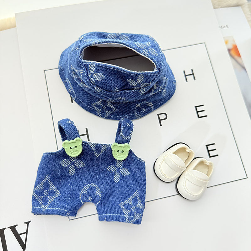[Clothes only] First and second generation Labubu clothes pendant Labubu sitting baby clothes black four-leaf clover overalls