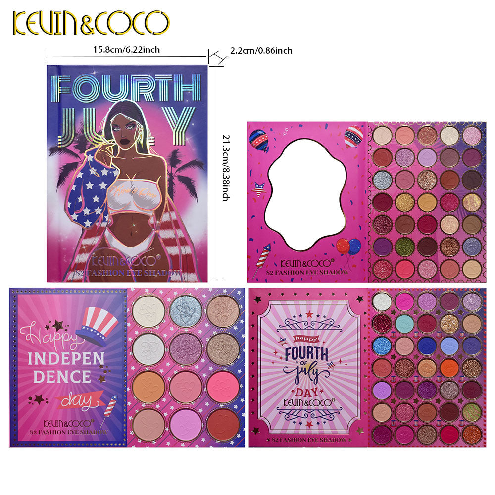 KEVIN & COCO82 color eyeshadow disc, three-layer book, bead matte earth color, blush highlight multi-purpose disc