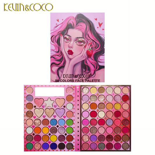 KEVIN & COCO 86 color eyeshadow disc, bead matte earth color eyeshadow, fine flash to brighten the highlight