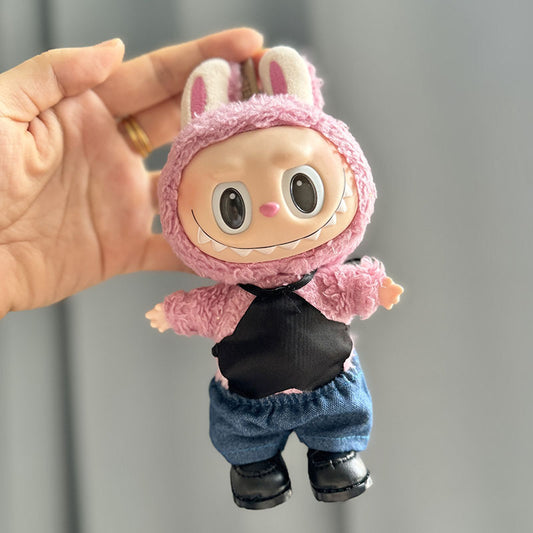 [Clothes only] 17cm pendant Labubu cloth for keychain Labubu doll clothes black star temptation